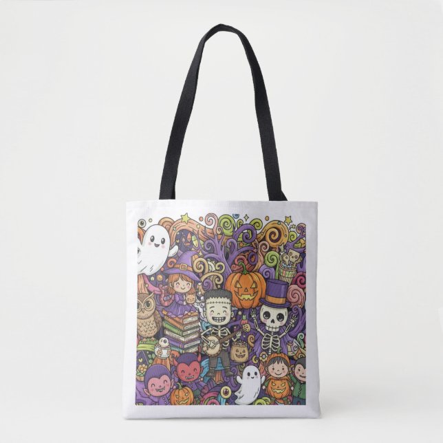 Spooky Halloween Doodle Tote Bag  (Frente)