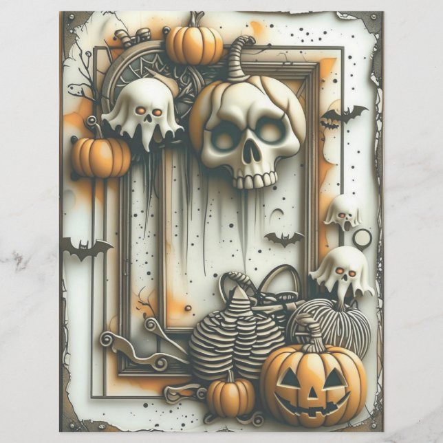 Spooky Halloween Vintage Scrapbook Paper (Frente)