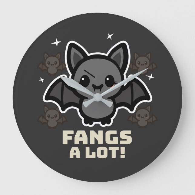 Spooky Kawaii Bat Halloween Grande Relógio (Frente)