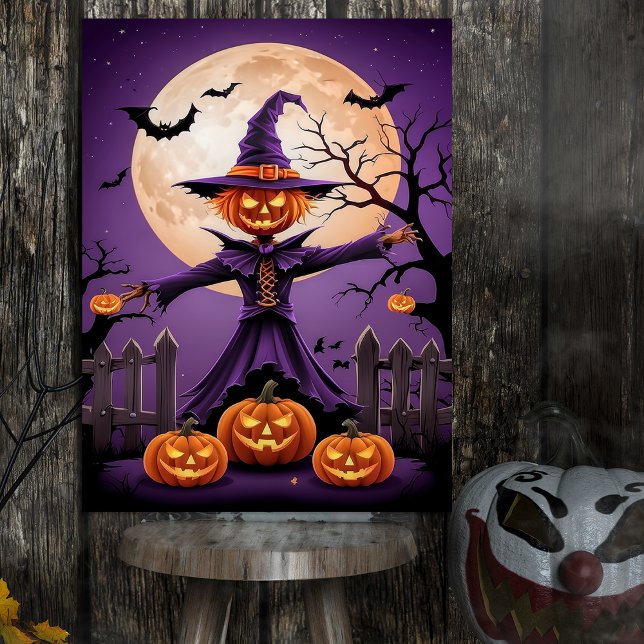 Spooky Pumpkin Witch with Full Moon Poster (Criador carregado)