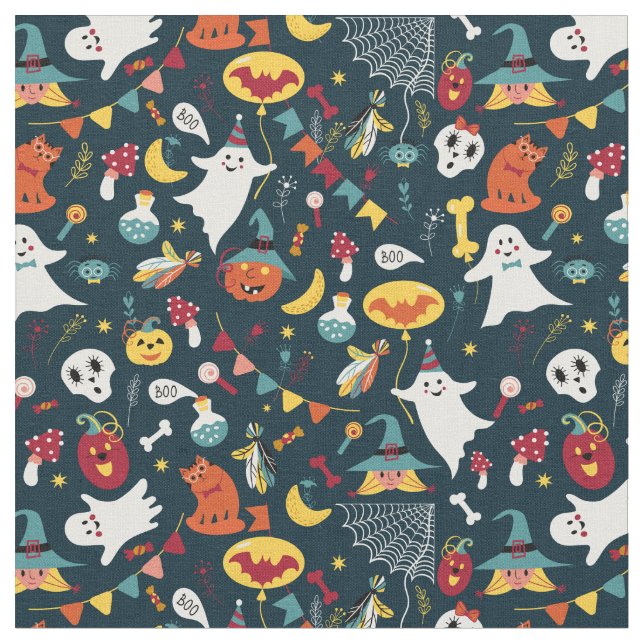 Spooky Pumpkins bruxas Tecido do Halloween (Detalhe)