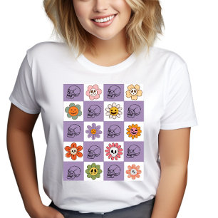 Spooky Retro Crânio Floral Verificado
