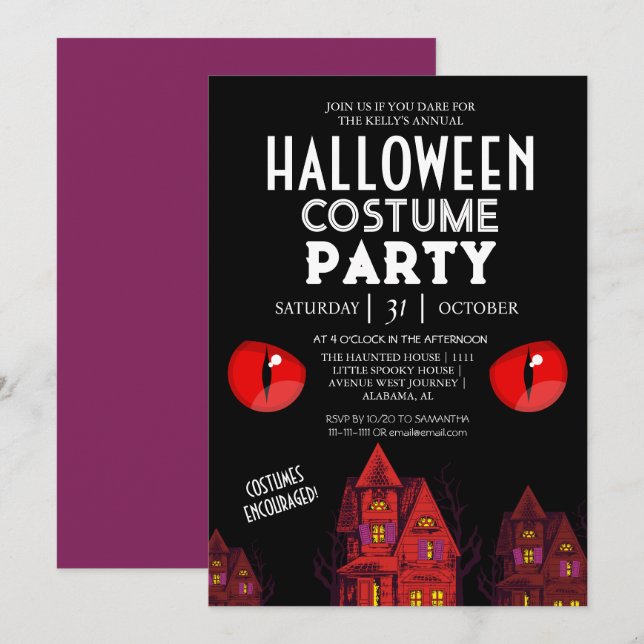 Spooky | Simples convite de festas para adultos ha (Frente/Verso)