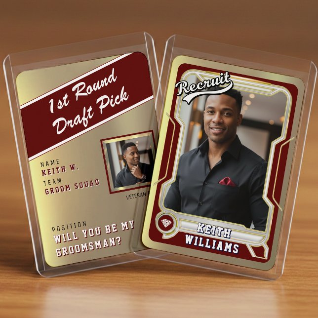 Sports Trading Card Photo Red Groomsman Proposal (Criador carregado)