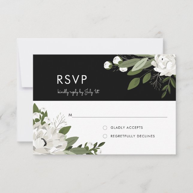 Sprigs de Casamento Floral Branco - RSVP (Frente)