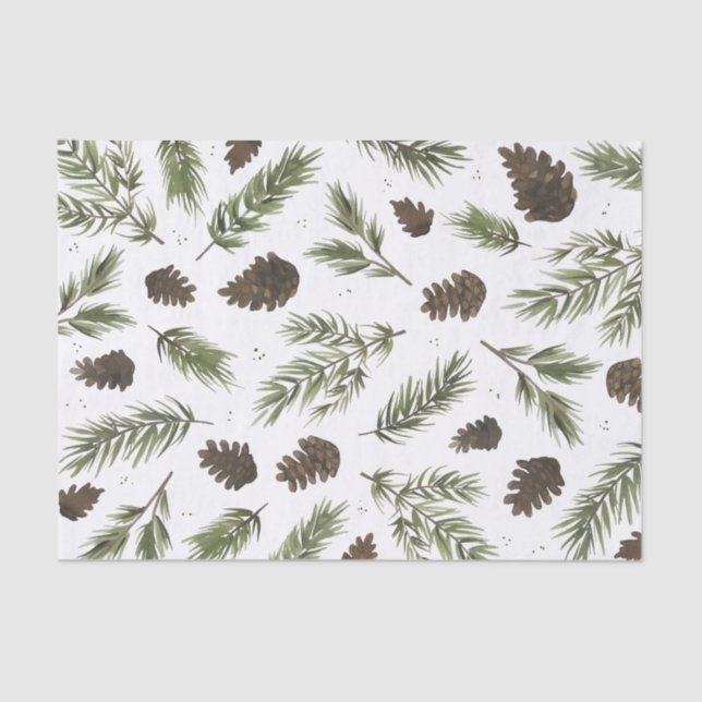 Sprigs do pinho da aguarela, lenço de papel (Frente )