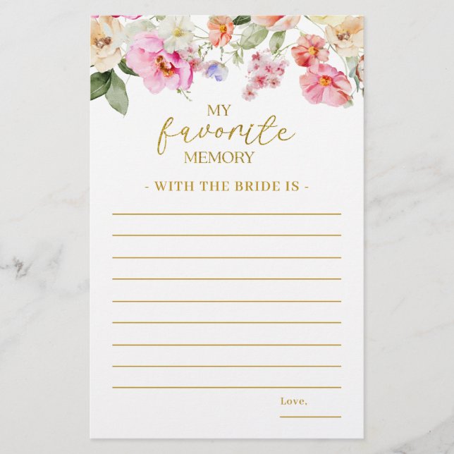 Spring Colorful Floral Bridal Shower Memory Game (Frente)