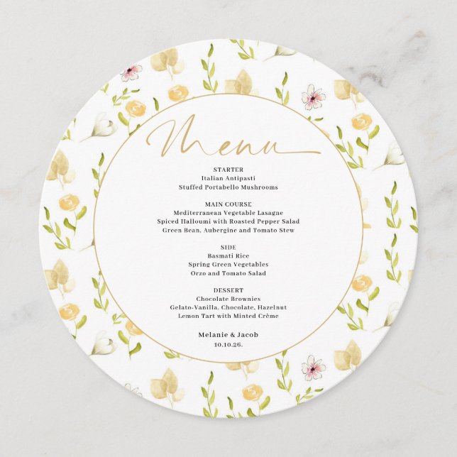 Spring Floral Wedding Flat Menu (Frente)