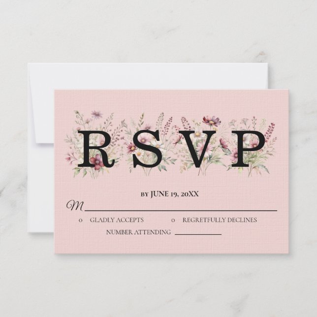 Spring Floral Wedding RSVP card (Frente)