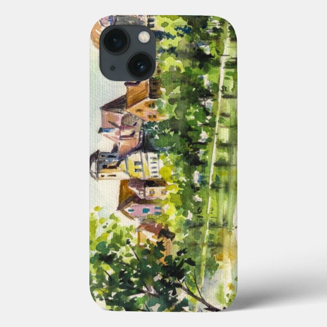 Spring in small city on the river (Verso)