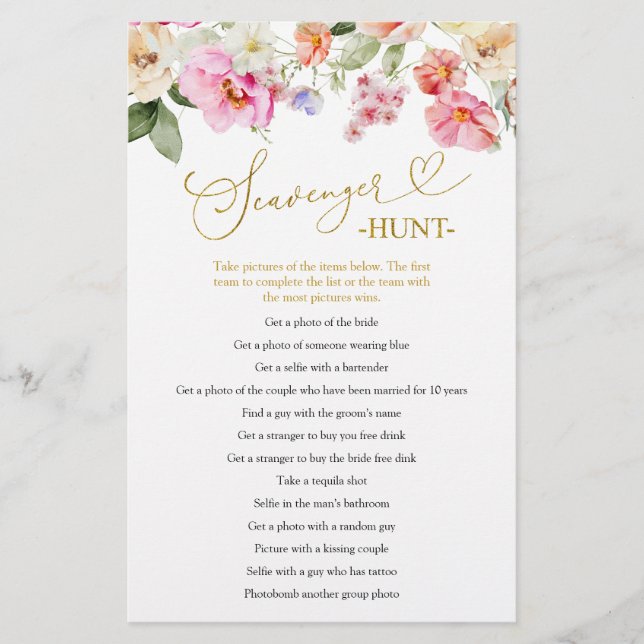 Spring Love in Bloom Scavenger Hunt Games Card (Frente)