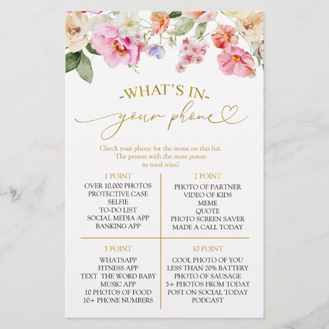 Spring Love In Bloom What's In Your Phone Game (Frente)