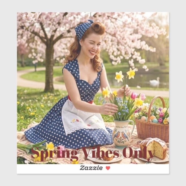 Spring Pin-Up Pegue o Ritmo: Adesivo de Vinil (Folha)