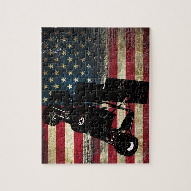 Sprint Car American Flag Quebra-cabeça (Vertical)