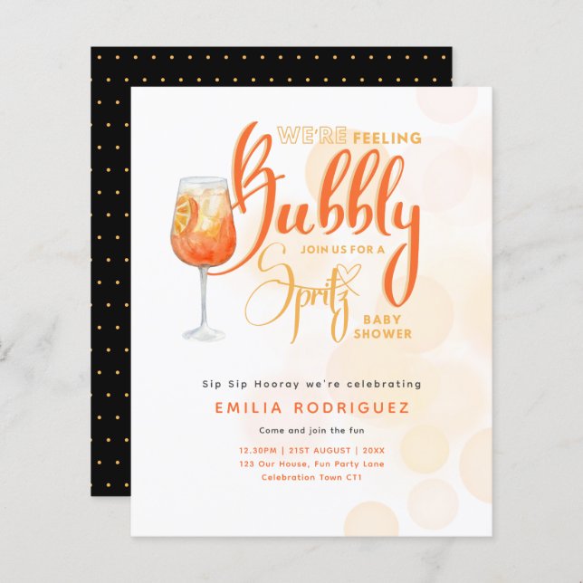 Spritz Chá de fraldas Boy ou Girl Black Orange (Frente/Verso)