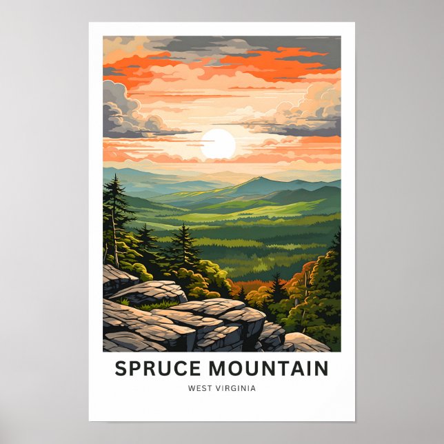Spruce Mountain West virgínia Viagem Impressão (Frente)