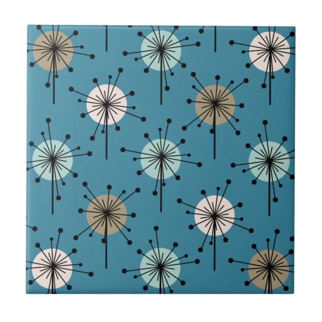 Sputnik Starburst Flowers Teal Gold (Frente)