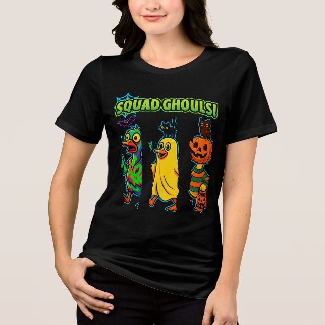 Squad Ghouls Funny Halloween Duck Pumpkin Ghost (Frente)