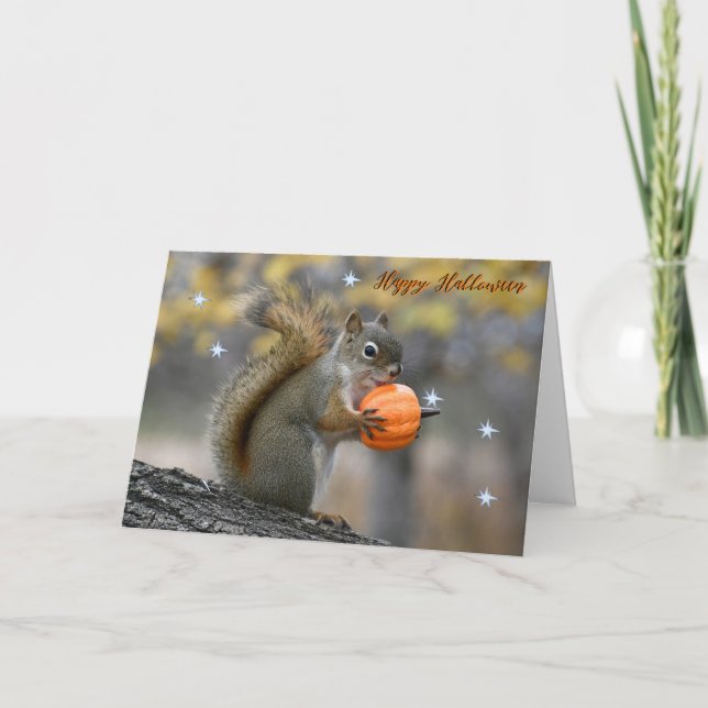 Sr. Bickles O Cartão de Halloween do Esquilo (Frente)