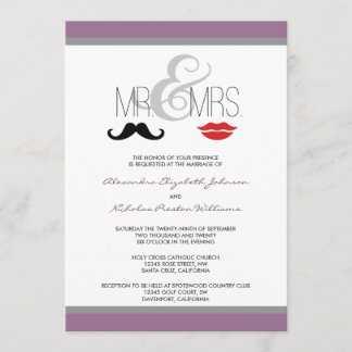 Sr. Convite para Casamento da Sra. Mustache & Lips