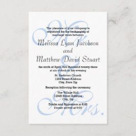 Sr. Convite para casamento e recepção da Sra. Blue