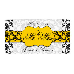 Sr. do casamento tema damasco e Sra. etiquetas da