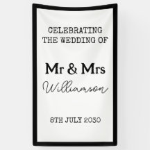 Sr. e Sra. Celebration Black and White Banner