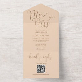Sr e Sra Código QR Casamento Moderno Rosa Claro