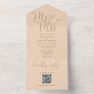 Sr e Sra Código QR Casamento Moderno Rosa Claro