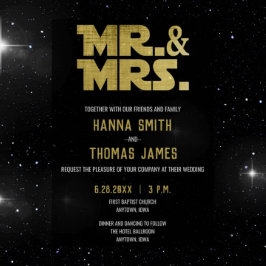 Sr. e Sra. Dourada Negra Convite para Casamento Sc