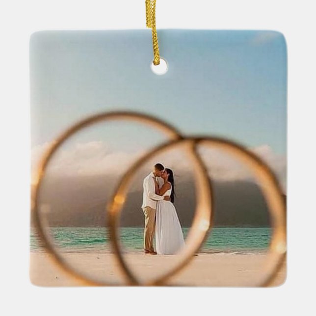 Sr e Sra Foto Enfeite de Natal de Casamento (Frente)