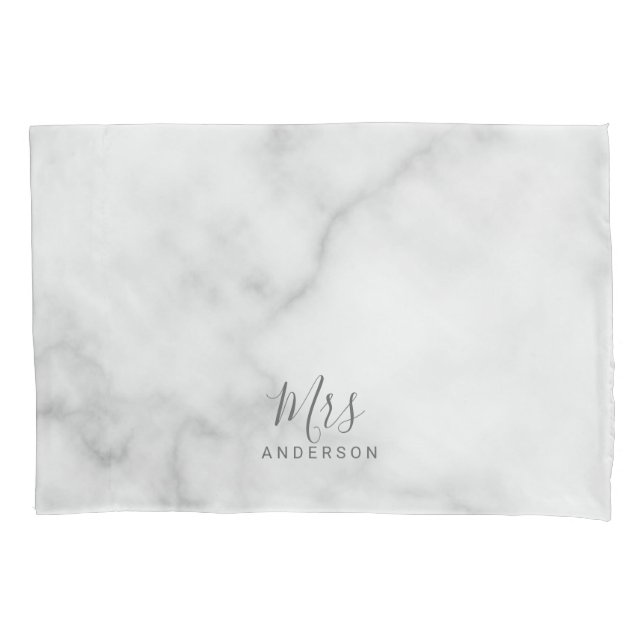 Sr. e Sra. | Marble Modern Script Wedding Elegante (Frente)
