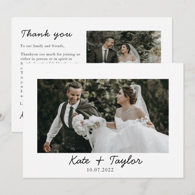 Sr. e Sra. Photo Wedding Cartões de agradecimentos (Frente/Verso)