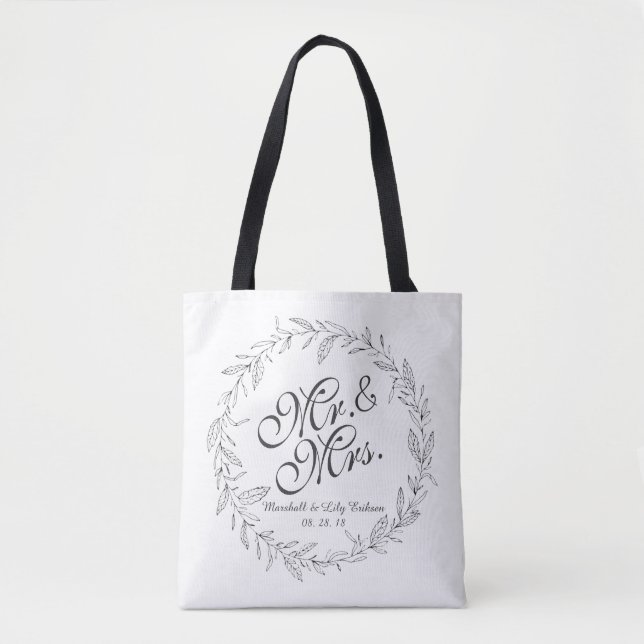 Sr. e Sra. Simple Floral Wedding | Bolsa Tote (Frente)