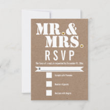 Sr. e Sra. tipografia moderna papel kraft RSVP