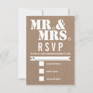 Sr. e Sra. tipografia moderna papel kraft RSVP