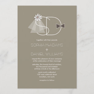 Sr. e Sra. Véu & convite de casamento do monogram