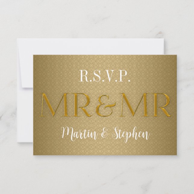 Sr. & Gay Wedding RSVP em Dourado (Frente)