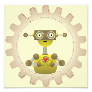 Sr. Robot com Impressão de Foto do Coração Steampu