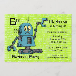 Sr. Robot Personalizado Convite de Aniversário