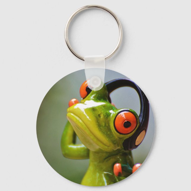 Sr. Sapo com Fones de ouvido Button Chaveiro (Frente)