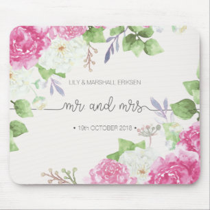 Sr. & Sra. florais elegantes Casamento Mousepad