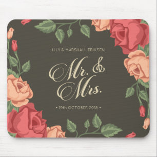 Sr. & Sra. florais elegantes Casamento Mousepad