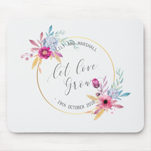 Sr. & Sra. florais elegantes Casamento | Mousepad (Frente)