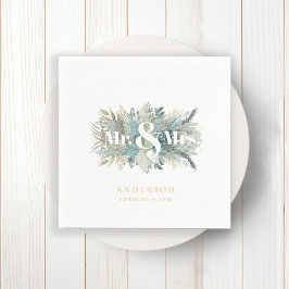 "Sr. & Sra." guardanapo elegante de folha