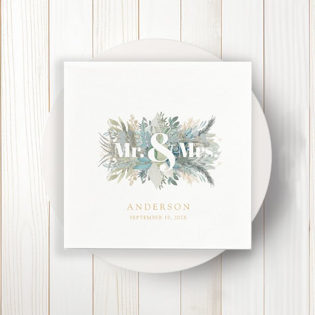 "Sr. & Sra." guardanapo elegante de folha (Criador carregado)