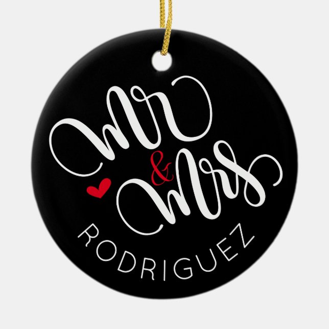 Sr. & Sra. - Ornamento personalizado de casamento (Frente)