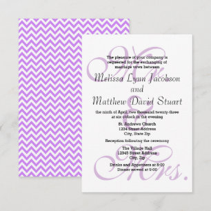 Sr. & Sra. Purple - 3x5 Convite para Casamento e R