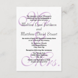 Sr. & Sra. Purple - 3x5 Convite para Casamento e R