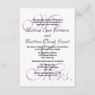 Sr. & Sra. Purple - 3x5 Convite para Casamento e R